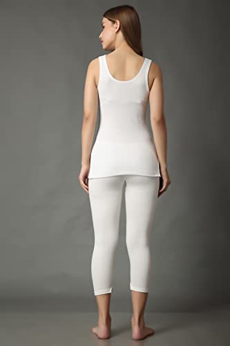 Image of Wearslim Women's Cotton Thermal Underwear Set, Thermal Sleeveless Camisole and Pant Set, Round Neck Tank Tops & Bottom Soft Warmer