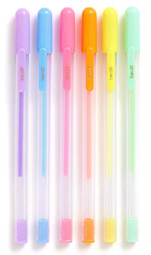 ban.do Write On Colored Gel Pen Set of 6, Plastic Stick Pens with Non-Toxic Colorful Ink, Rainbow