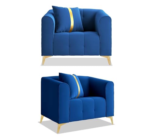 Image of A to Z Furniture Classic Chesterfield Sofa Set Luxury Chesterfield Sofa in for Home Living Room & Office (Blue)