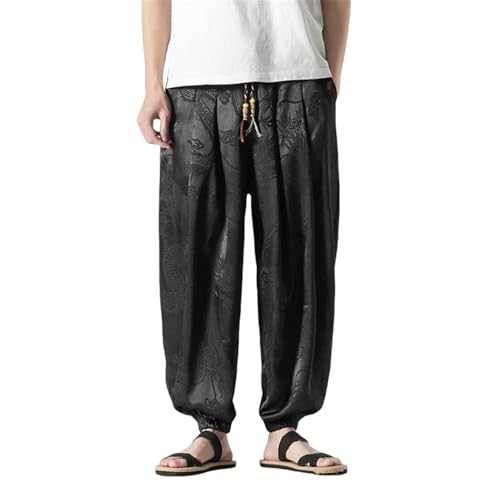 Pantalon en soie de glace rétro style chinois pour homme élégant