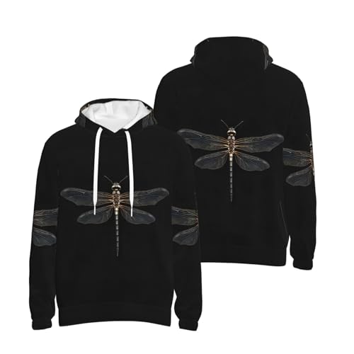 Sweat à capuche homme imprimé libellule vêtement extérieur chaud décontracté - 4