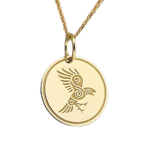 Collier corbeau celtique argent 925 chaîne 45 cm pendentif oiseau plaqué or 00022