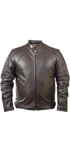 Image of Body Guard Genuine Leather Jacket | Genuine & Pure Leather Jacket | Mens Solid Biker Jacket | Full Sleeve Solid Jacket for Men's Biker Style | 4 Zipped Pockets with zipped Sleeve