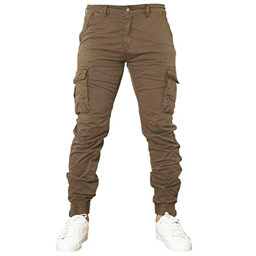 Toocool Pantalones para Hombre, Pantalones Cargo de Algodón para Hombre, Pantalones para Hombre con Bolsillos Laterales, Pantalones de Trabajo G6538 [36/TG 46,G6570 Kaki]