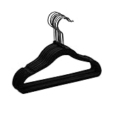MIZGI Perchas de Terciopelo prémium para niños (Paquete de 50) con Ganchos Negros, Perchas de Ropa