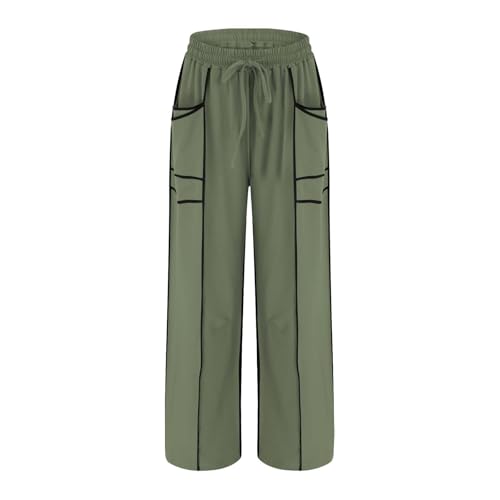 Womens Barrel Wide Leg Pants, Plus Size Drawstring Waist Sweatpants, 2025 Fall Casual Beach Palazzo Trousers with Pockets3