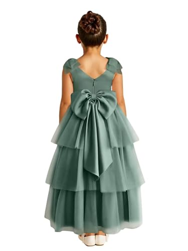 Satin Flower Girl Dress Tulle Sleeveless First Communion Wedding Party Bridesmaids Maxi Dresses