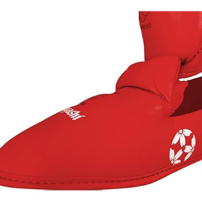 Red Hayashi WKF Approved Karate Shin-Instep Guard