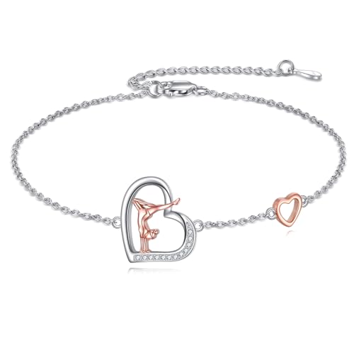 Gymnastics Bracelet Sterling Silver Gymnast Jewelry Gifts for Women Gymnasts Teams and Coaches