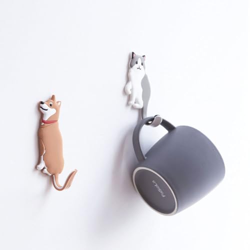 LIOOBO 3 Stücke Waschbar Wiederverwendbare Wandhaken Tier Klebstoff Haken Nahtlose Haken Abnehmbare für zu Hause Küche Badezimmer (Hund)