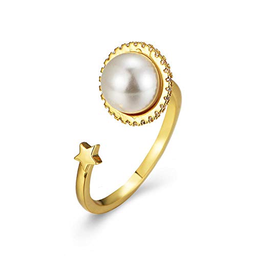 Preisvergleich Produktbild nobrand Open Pearl Ring Temperament Damen Zirkon Ring