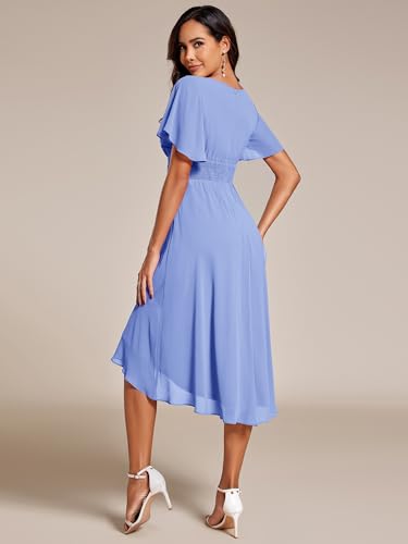 Image of Ever-Pretty Women's Chiffon Crew Neck Empire Waist Wedding Guest Dress Summer Short Sleeve Semi Formal Dresses 02053