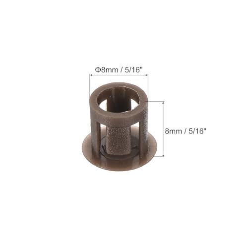 Image of MECCANIXITY 64PCS 8mm(5 /16 inch) Brown Plastic Hole Plugs, Flush Type Panel Hole Plugs Insert End Caps for Locking Hole Tubes Furniture Cabinet
