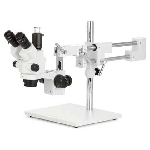 AmScope - SM-4NTP 7X-45X Simul-Focal Stereo Lockable Zoom Microscope on Dual Arm Boom Stand Cover