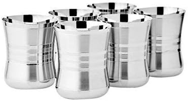 Stainless Steel Tea/Coffee Glass Convenient design with a slightly tapering mid-section and wide neck Ideal for serving water, juice and Hot beverages Pack of 6