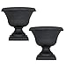HowPlumb 2 Pack 12-in. Flat Black Classic Urn Plastic Planter for Indoor and Outdoor Use