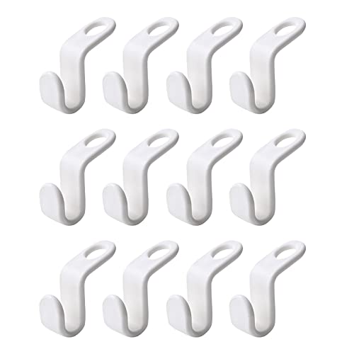 TOTOTO 6/12/24 PCS Clothes Hanger Connector Hooks, Stackable Clothes Hanger Extension Hook, ABS Cascading Hanger Hooks, Cascading Clothes Hangers for Clothes Closet Space Saving, White