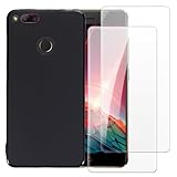 Shantime Hülle mit 2 Stück Schutzfolie Kompatibel mit ZTE Nubia Z17 Mini, Stoßfeste Abdeckung & Gehärtetes Glas R&um-Schutz(Schwarz)