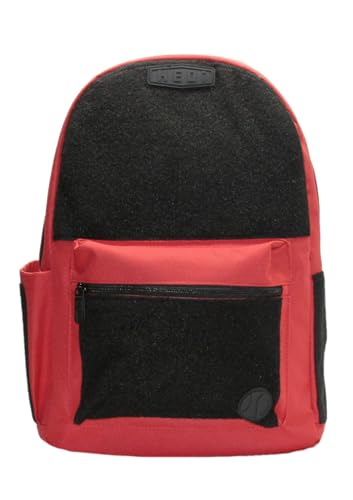 HEDiGEAR Base Backpack (Red) – Medium 17L Backpack with Hook & Loop Panels for Patches, Multiple Storage and Media Pocket w/Headphone Port for Hiking, Work & Travel