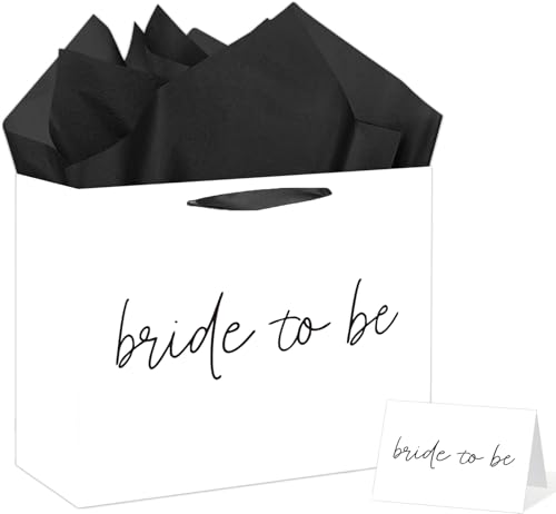 Bride to Be Gift Bag Large Bridal Shower Gift Bag with Greeting Card and Tissue Paper Bridal Shower Decorations for Wedding Bachelorette Party Favor Engagement Celebrations Supplies Special Day