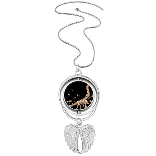 Collier rotatif herbe de dinosaure ailes d'ange, bijou anti-stress élégant