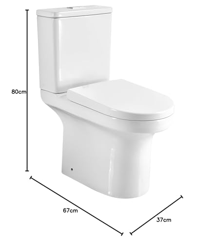Close Coupled Toilet Rimless Modern Bathroom Wc Short Projection With Soft Close Seat - 5