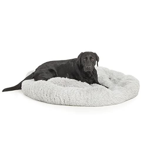 Wallace & Jones | Plüschbett Sarnia - XL | Hundebett, Liegekissen | ca. 115 x 115 x 26 cm | Hellgrau