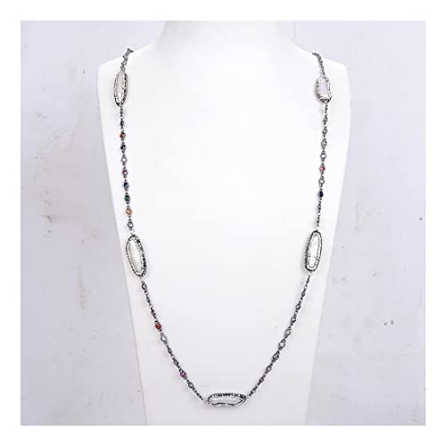 ZAIXIA Jóias 38 polegadas brancas biwa pérolas de várias cores colar de corrente fulfill