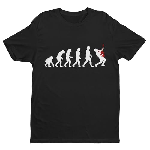 GALAXY TEES T-shirt humoristique pour homme The Evolution of The Guitar Player, Noir , M