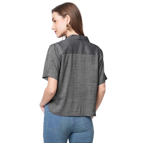 Image of GO-4 IT Rayon Fabric Short Sleeve Crop Shirt