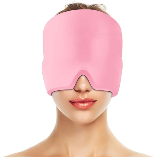 Gorro Migraña 360º, Migraña Gorro de Gel, Reutilizable Antifaz Gel Fríopara Dolor de Cabeza | Sinusitis | Efecto Frío y Calor - Uso en Congelador y MicroondasBlue (Rosa)
