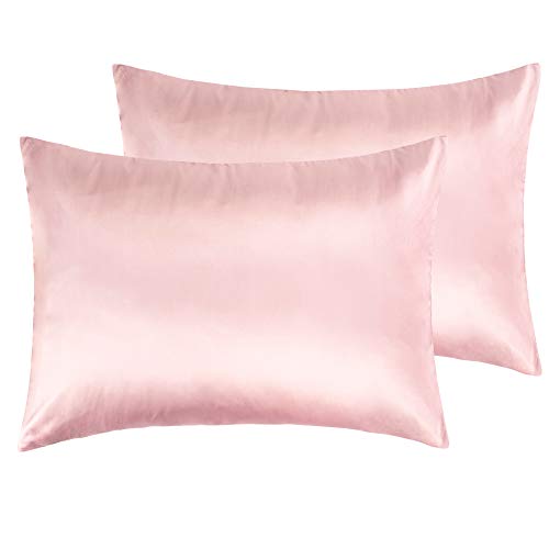 NTBAY Zippered Satin Pillowcases, Super Soft and Luxury Standard Pillow Cases Set of