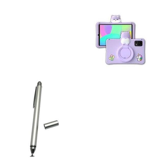 BoxWave Stylus Pen Compatible with Doogee T20mini Kid - DualTip Capacitive Stylus, Fiber Tip Disc Tip Capacitive Stylus Pen - Metallic Silver