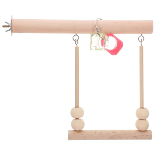 balacoo 1set Wooden Bird Swing Toy for Parrots Durable Suspended Perch Wear-Resistant Bird Accessory Fun Chewing Toy for Parakeets Cockatiels Attractive Design
