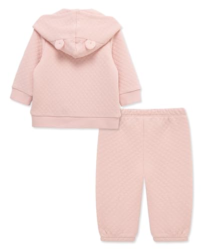 Little Me Simply Essential Solids for Baby Gender Neutral Organic Cotton Quilt Hoodie and Pant Set, 3 Months to 12 Months2