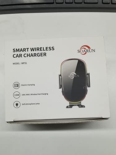 SOARUN Wireless Car Charger,[Smart Auto-Clamping] 15W Qi Fast Charging Auto Clamping Car Mount,Windshield Dashboard Air Vent Car Phone Holder for iPhone 15/14/13/12/11/X,Samsung S23/S22/S21/S20 etc
