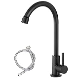 Matte Black Cold Water Only Kitchen Faucet SUS304 Sink Faucets High Arc Gooseneck 360 Degree Rotatio