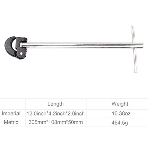 HNBun Pro Basin Wrench, Extra Large Jaw 3/8-Inch to 1-1/4-Inch Capacity, Adjustable Spring Loaded Basin Wrench, 12-Inch Reach