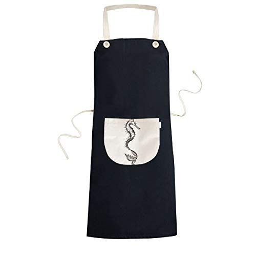 Tablier noir de cuisine hippocampe pour chef et recettes