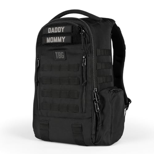 Image of Tactical Baby Gear Daypack Tactical Diaper Bag Backpack for Dads - MOLLE compatible, Built-in Changing Mat, Stroller Straps (Black 4th Gen)