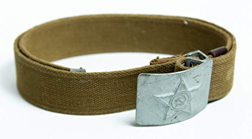 Vintage Military Belt for Men - WW2 & Soviet - Russian Field Belt in Green Canvas3