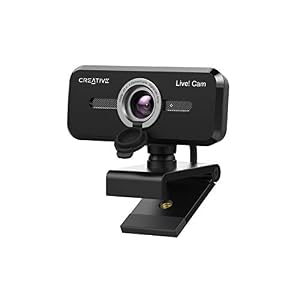 Creative Live! Cam Sync 1080p V2 Full HD-Weitwinkel-USB-Webcam mit automatischer Stummschaltung und Rauschunterdrückung für Videogespräche, verbessertes integriertes Dual-Mikrofon, für Zoom, Skype