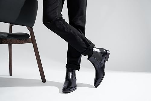 Jousen Men's Chelsea Boots Polished Premium Leather Ankle Dress Boots Classic Retro Slip On Boots for Men4