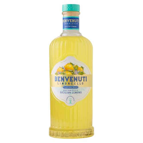 Limoncello Benvenuti 50cl Sicilian Lemon Liqueur Natural Ingredients No Artificial Colourings or Flavourings 28% ABV