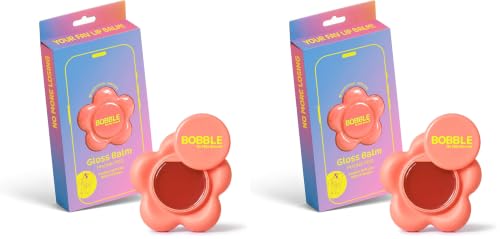 Image of Mila Beaute Bobble Gloss Balm Phone Pod | Cushion Soft Lips with 6-Peptide Complex & Collagen | Natural Tinted Glossy Finish | Non-Sticky & Lightweight | Hydrating & Nourishing I For Dry & Chapped Lips I Lip Balm-Peach Sorbet, 20gm