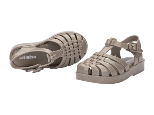mini melissa Possession Jelly Sandal for Babies & Toddlers - The Iconic 90s Original Jelly Shoe, Fishermans Sandal with Adjustable Strap & Side Buckle, Beige Glitter, 84