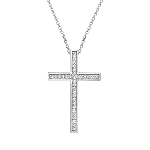 Timeless Love 1/10 CT Diamond Cross Pendant Set in Sterling Silver, Necklace with 18″ Cable Spring Ring Closure, Dainty Jewelry for Women, Luxury Fashion Pendant Necklaces for Women