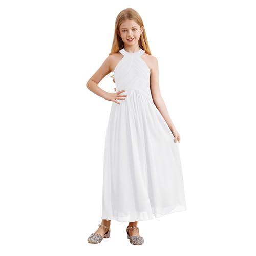 Robe longue demoiselles d'honneur fille mousseline de soie 6-16 ans