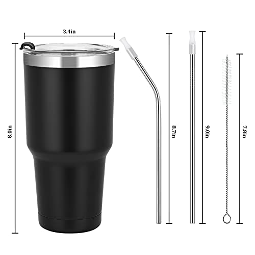 Lifecapido 30Oz Stainless Steel Tumbler, Insulated Coffee Tumbler Cup, Double Wall Vacuum Insulated Travel Tumbler With Lid And Straw, Powder Coated Travel Mug For Hot Or Cold Drinks, Black #TOP6