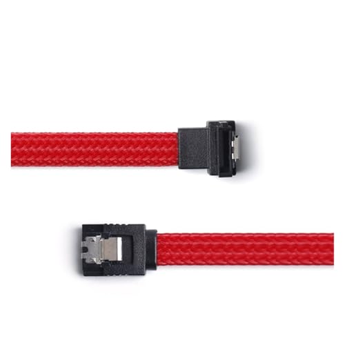 Cable SATA 3.0 III 50 cm 7 Pin Ángulo Derecho Rojo y Negro